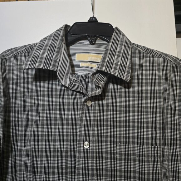 MICHAEL Michael Kors Men's Black Plaid Button Down Shirt - Regular Fit - Large - Picture 8 of 8